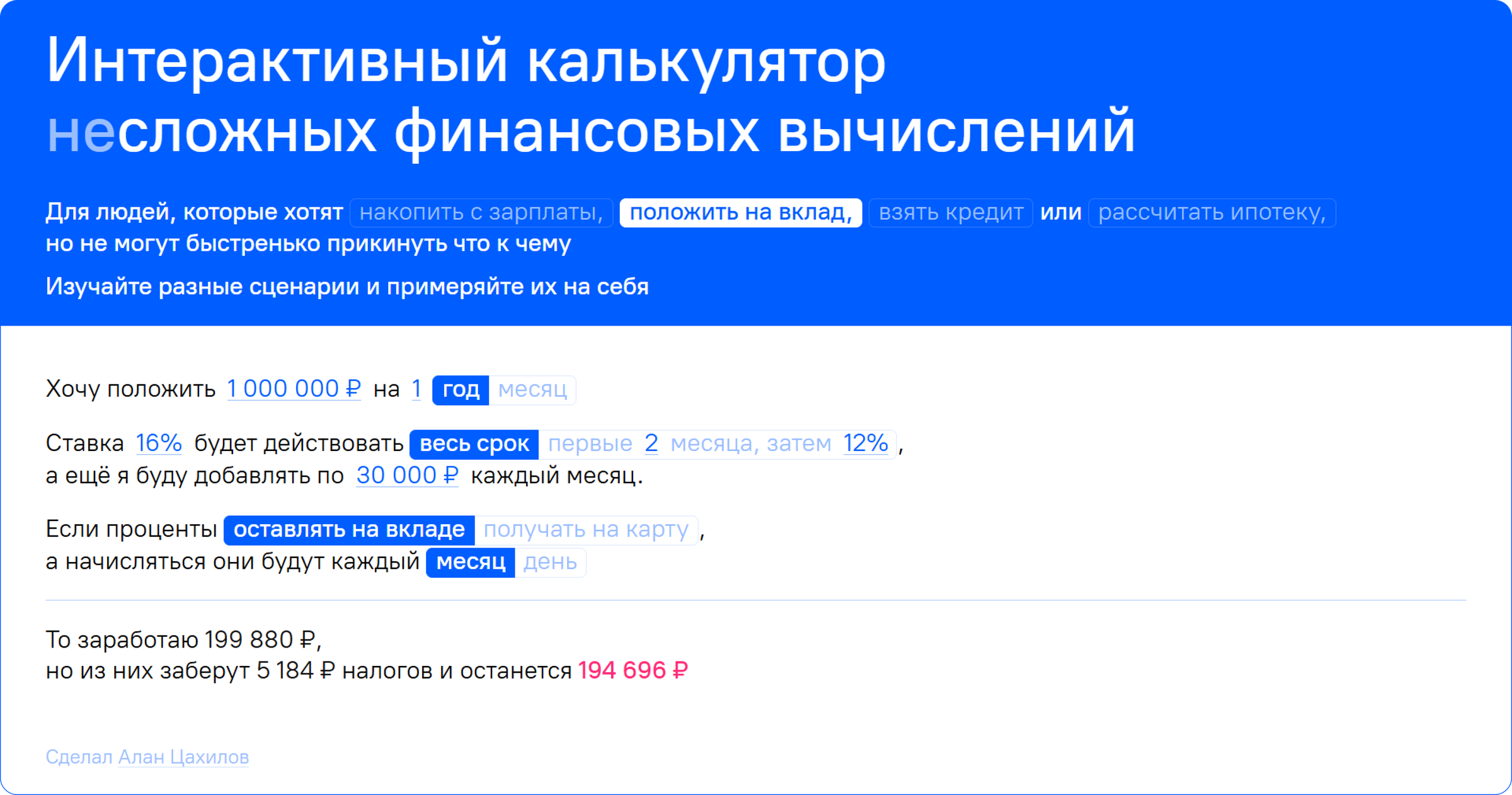 Калькулятор финансовой грамотности